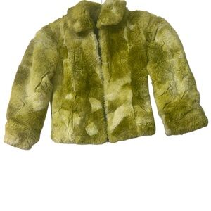 Faux fur girls zip up coat
